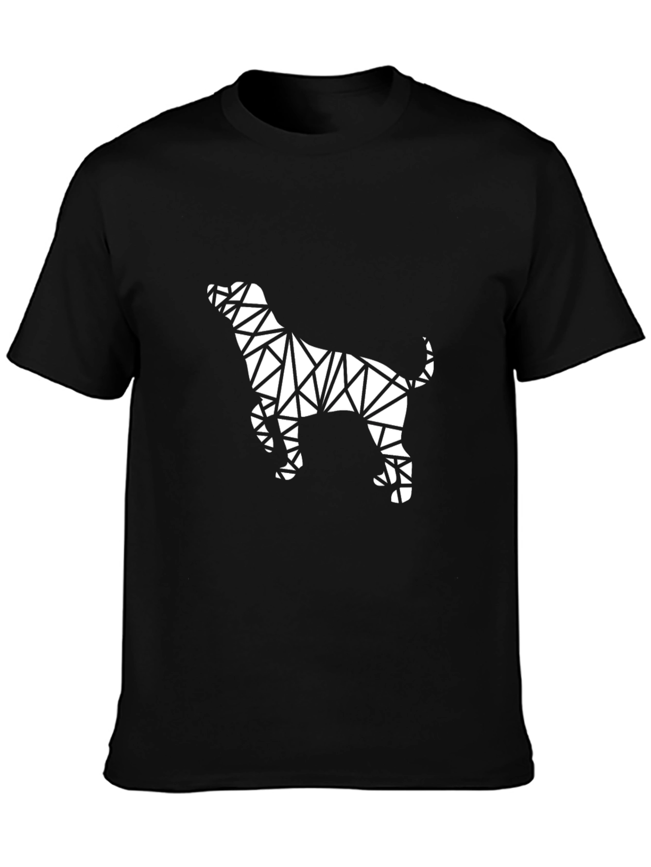 Geometric Dog Graphic Tee - Modern Black T-Shirt