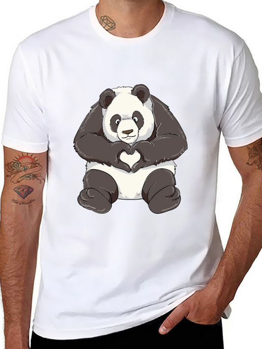 Panda Heart Hands Graphic T-Shirt - Black