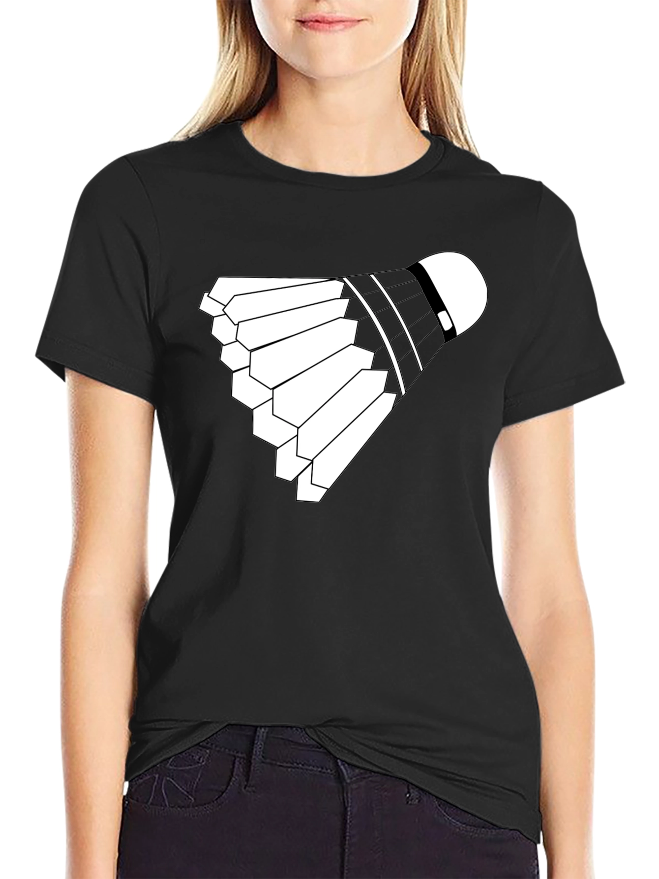Badminton Shuttlecock Graphic Tee - Black