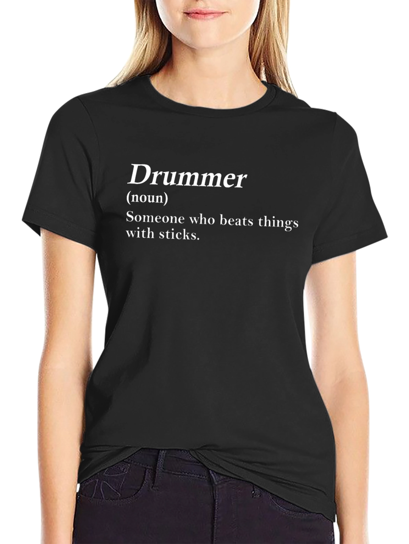 Drummer Definition T-Shirt -  Black Cotton Tee