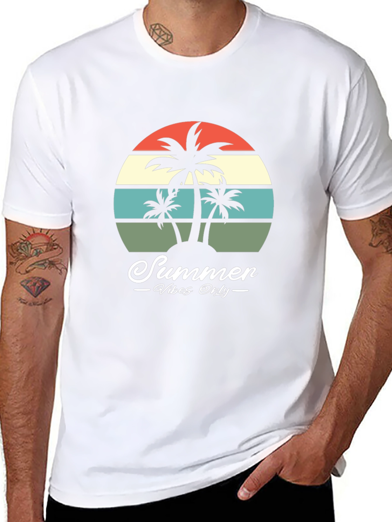 Summer Vibes Retro Palm Tree Graphic Tee