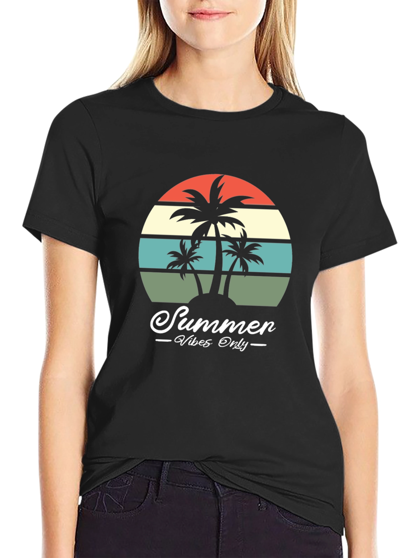Summer Vibes Retro Palm Tree Graphic Tee