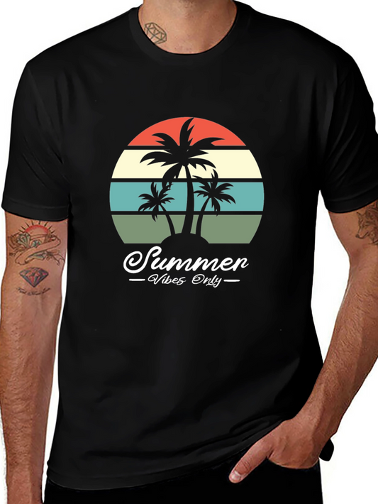 Summer Vibes Retro Palm Tree Graphic Tee