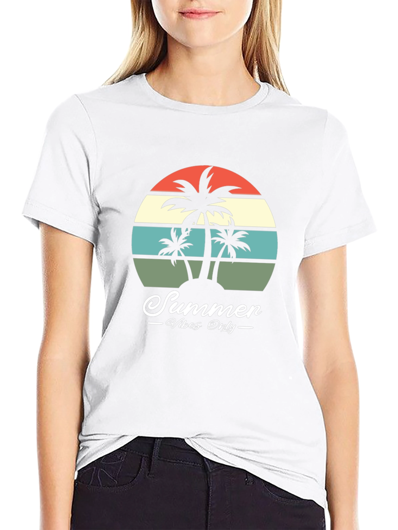 Summer Vibes Retro Palm Tree Graphic Tee