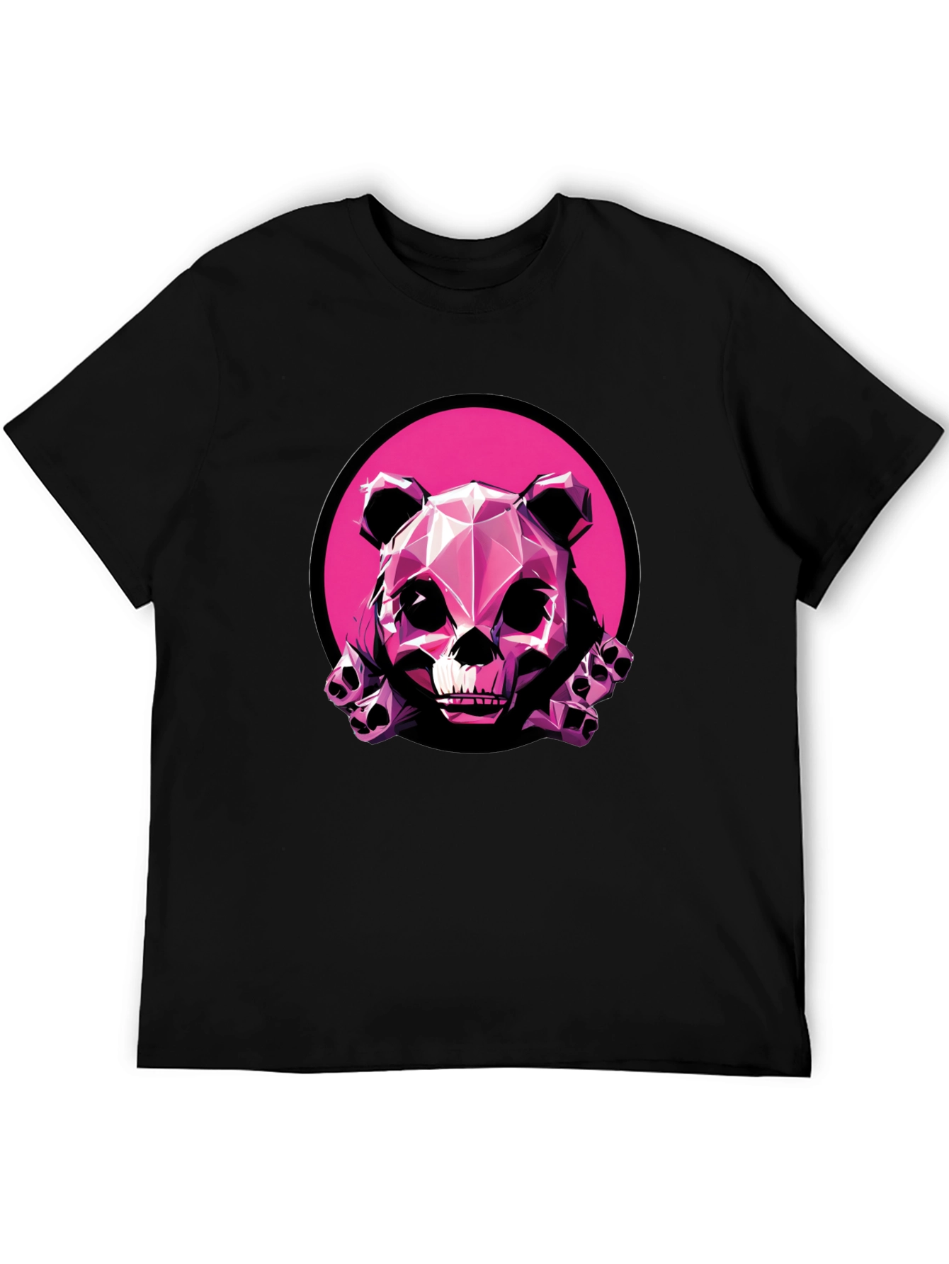 Pink Panda Skull Graphic T-Shirt