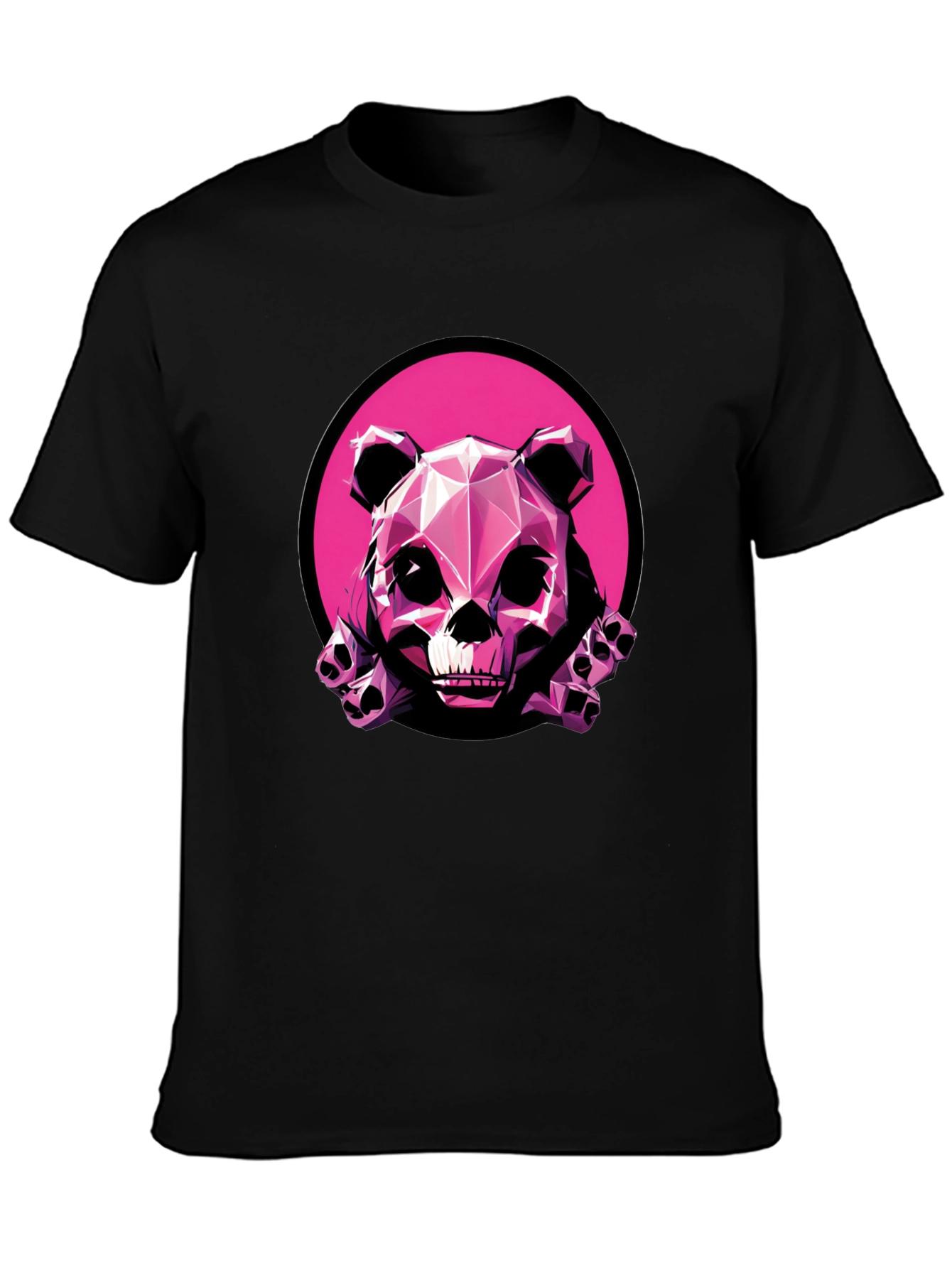 Pink Panda Skull Graphic T-Shirt