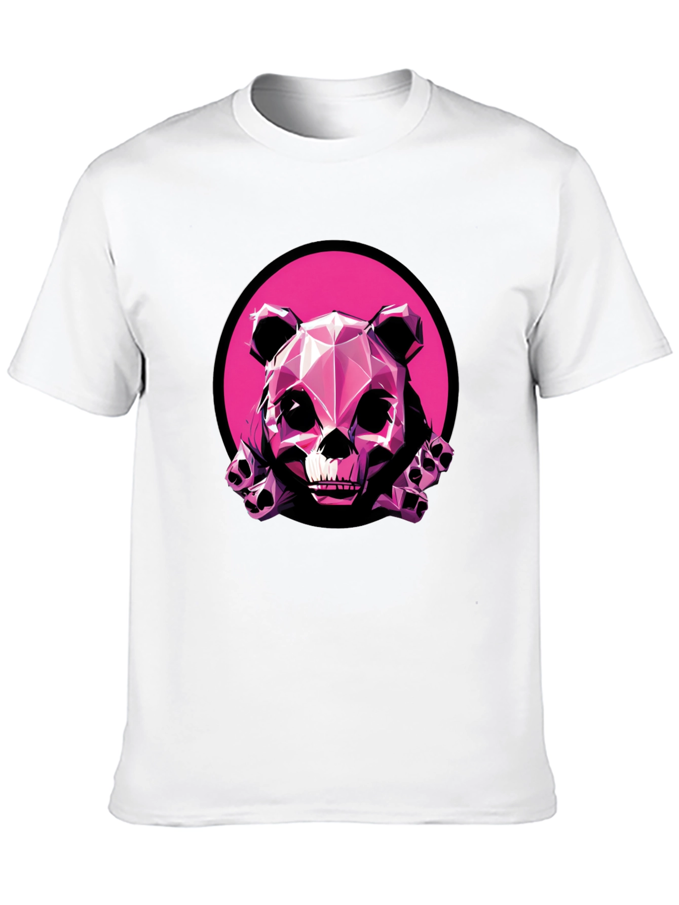 Pink Panda Skull Graphic T-Shirt