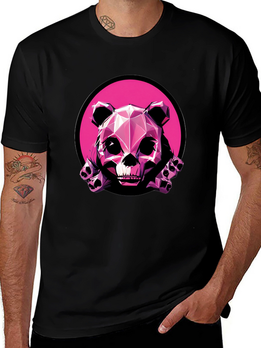 Pink Panda Skull Graphic T-Shirt