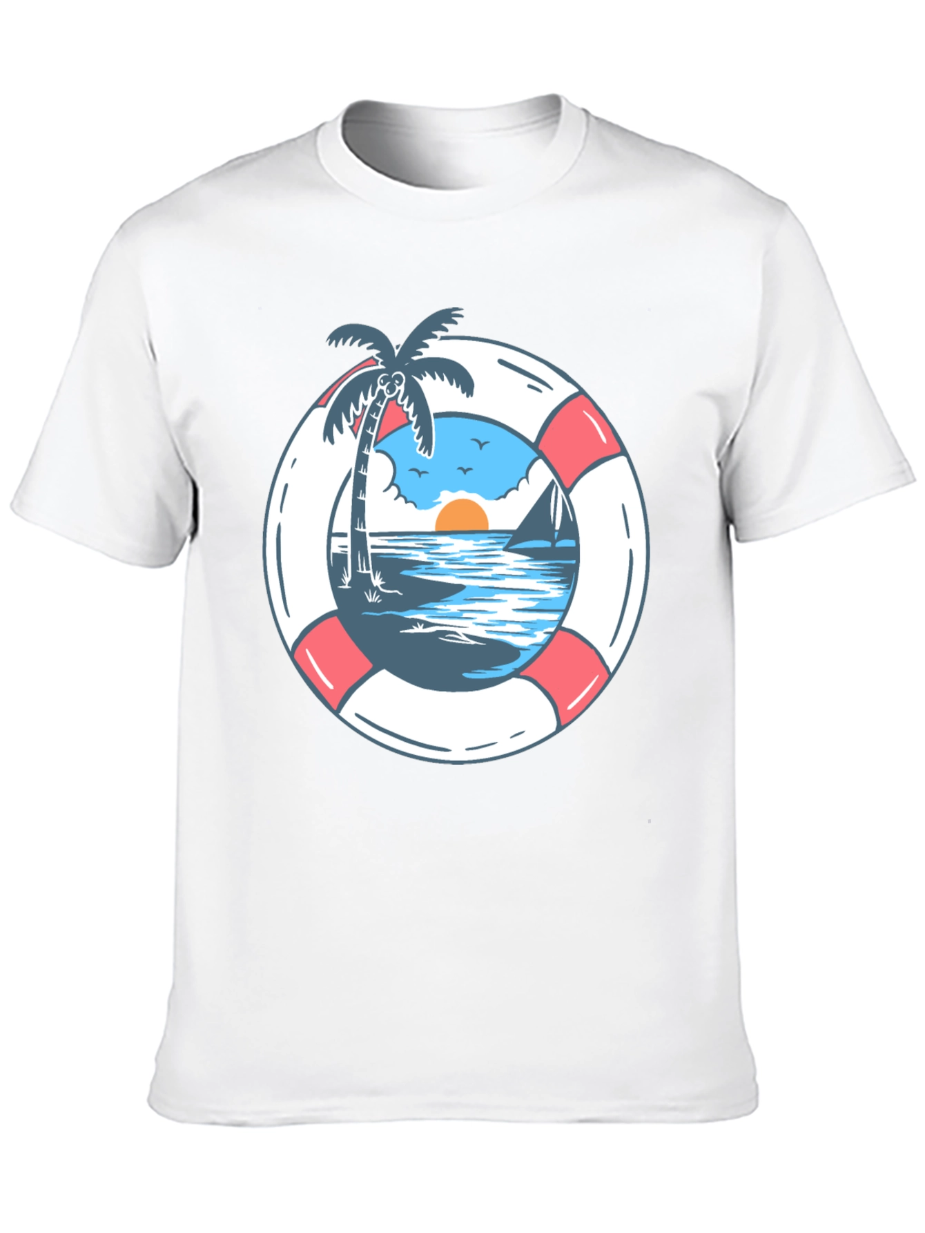 Tropical Beach Life Preserver Graphic Tee