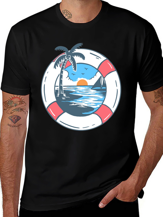 Tropical Beach Life Preserver Graphic Tee