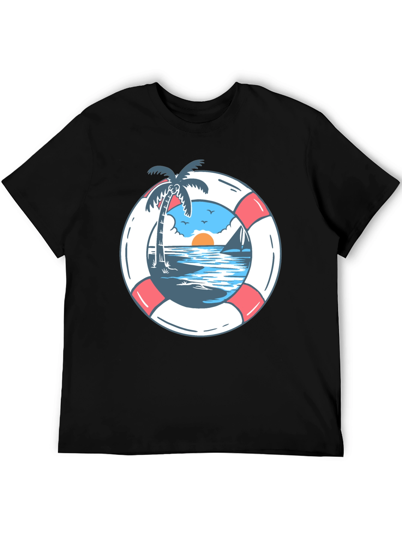 Tropical Beach Life Preserver Graphic Tee