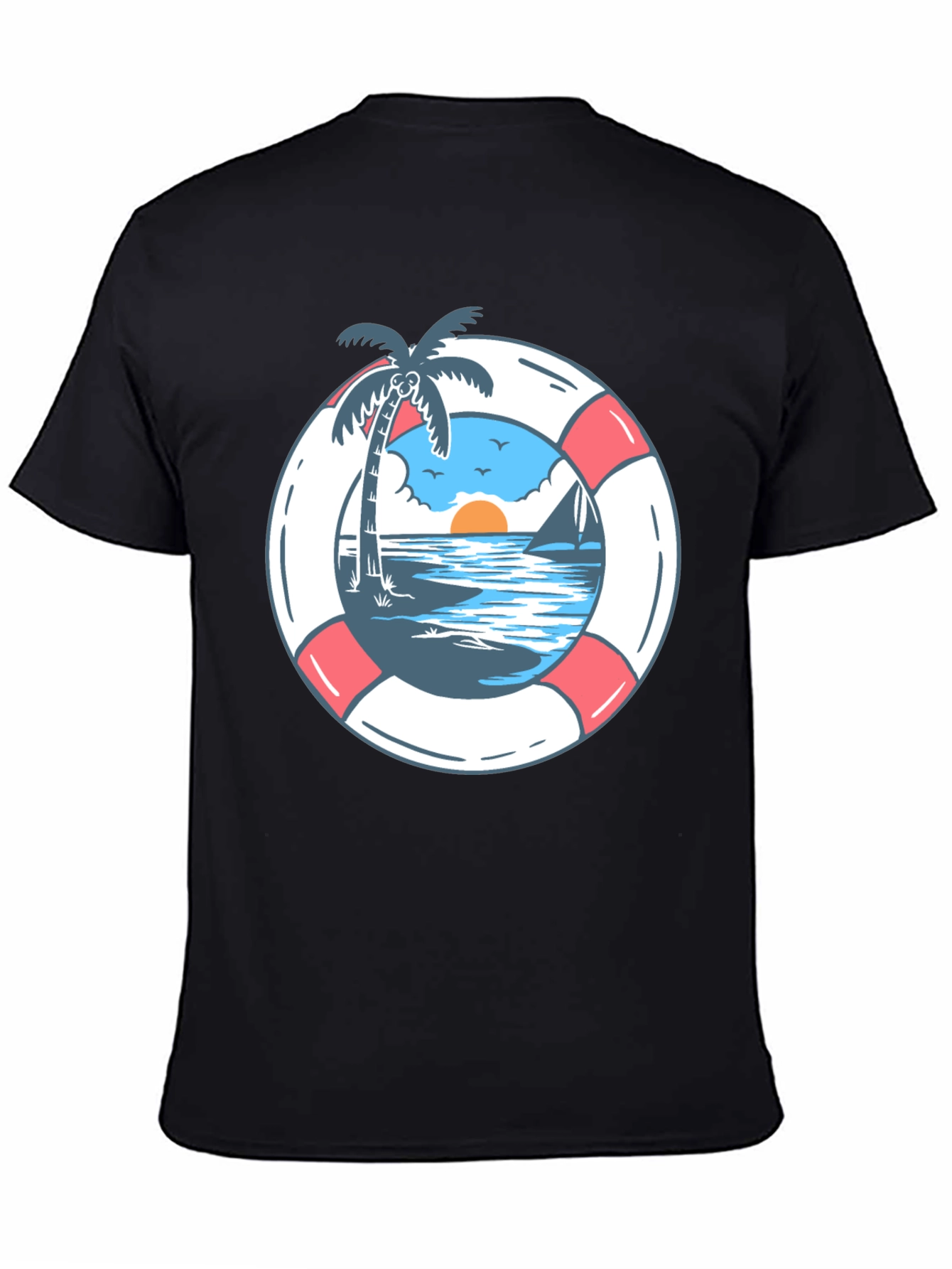 Tropical Beach Life Preserver Graphic Tee