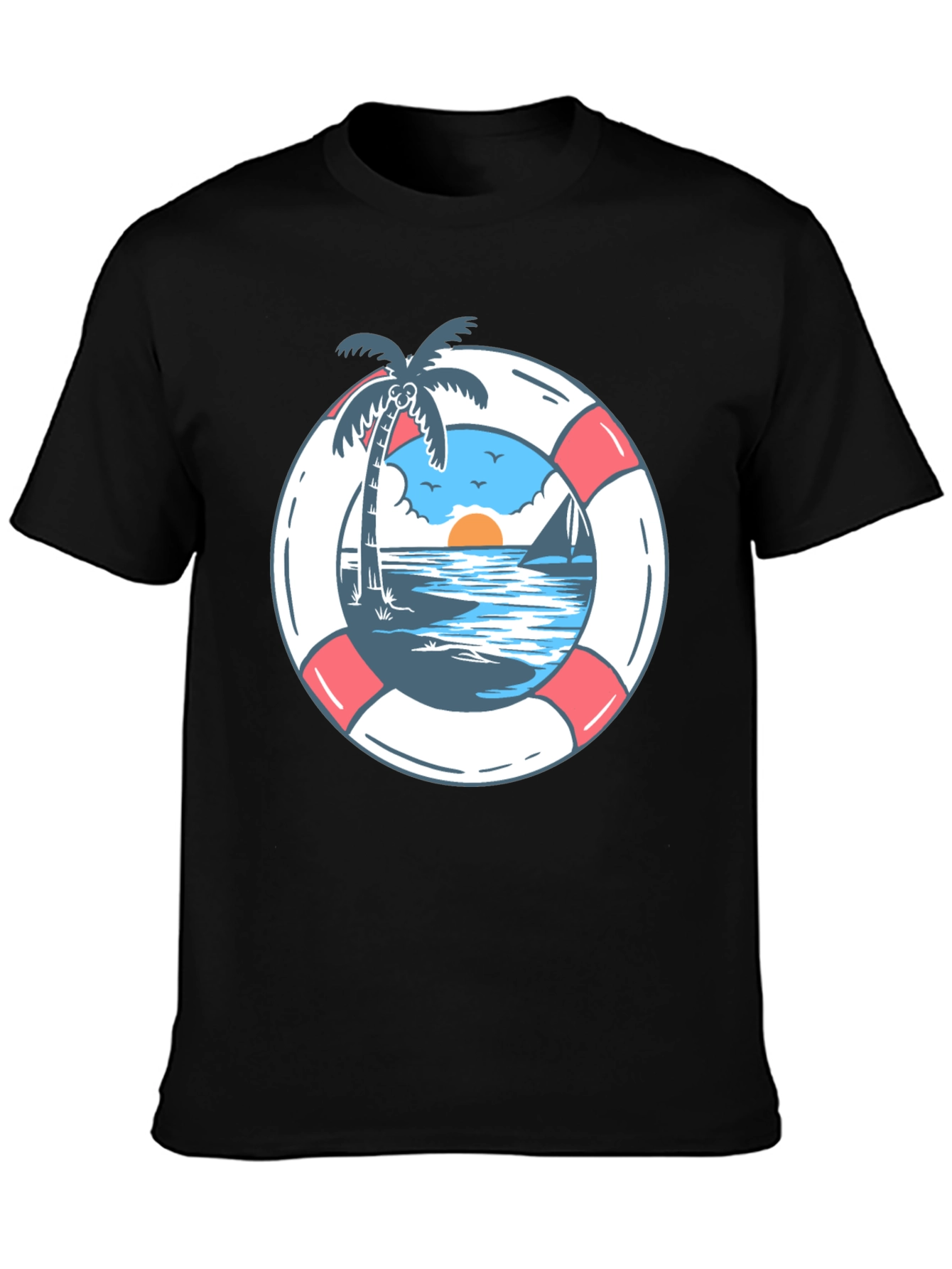Tropical Beach Life Preserver Graphic Tee
