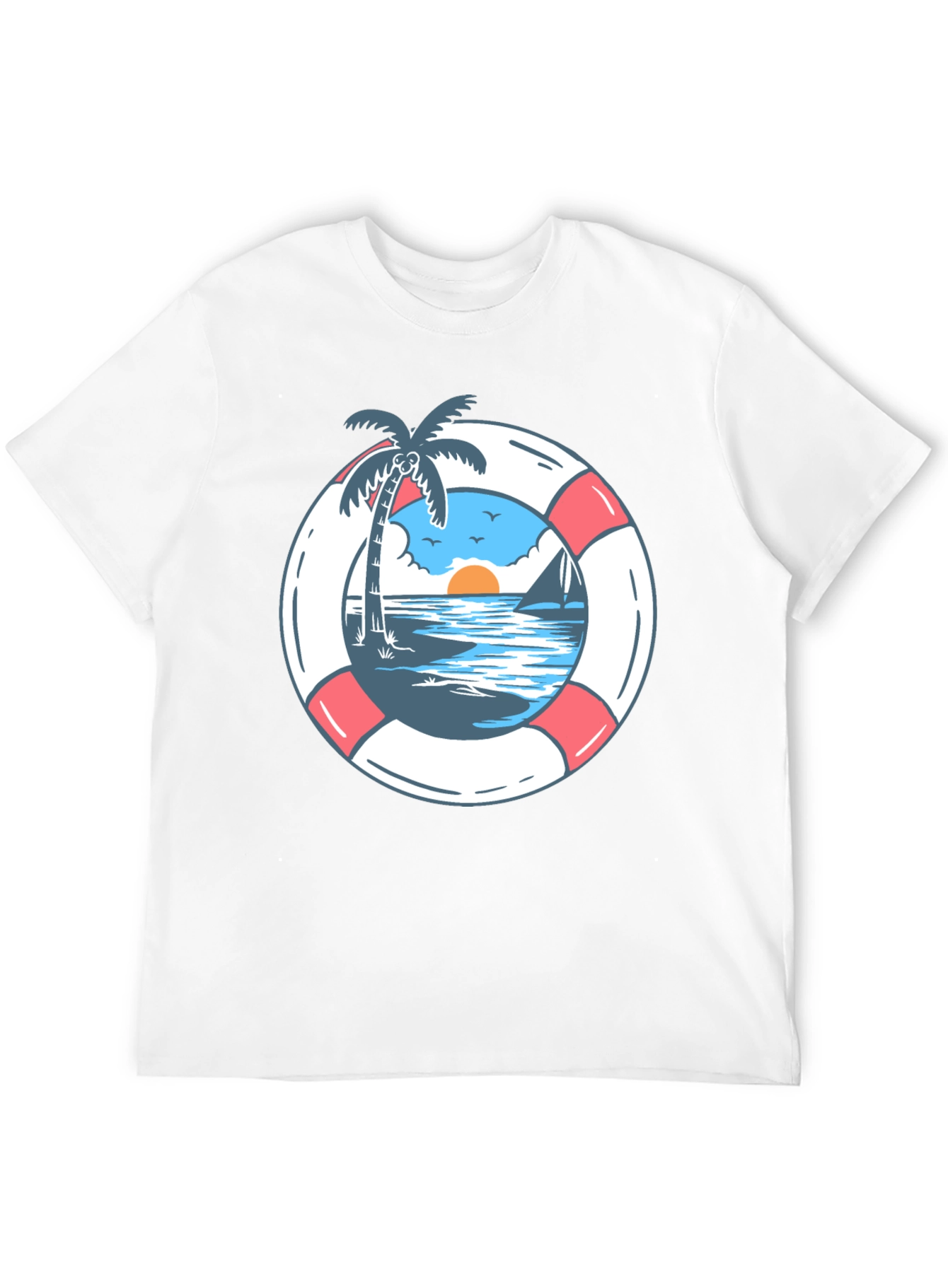 Tropical Beach Life Preserver Graphic Tee