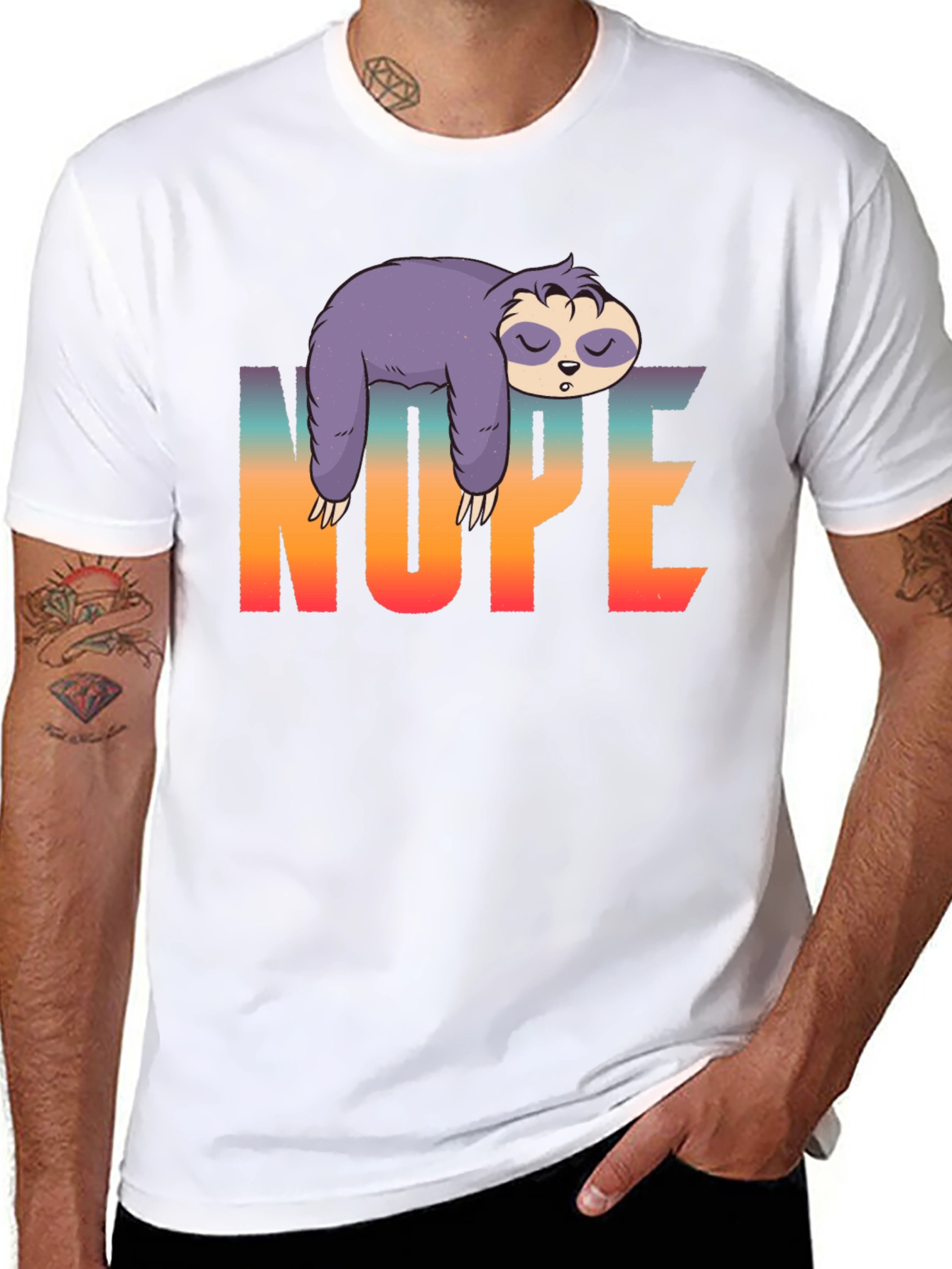 Nope Sloth Graphic T-Shirt - Lazy Day Comfort