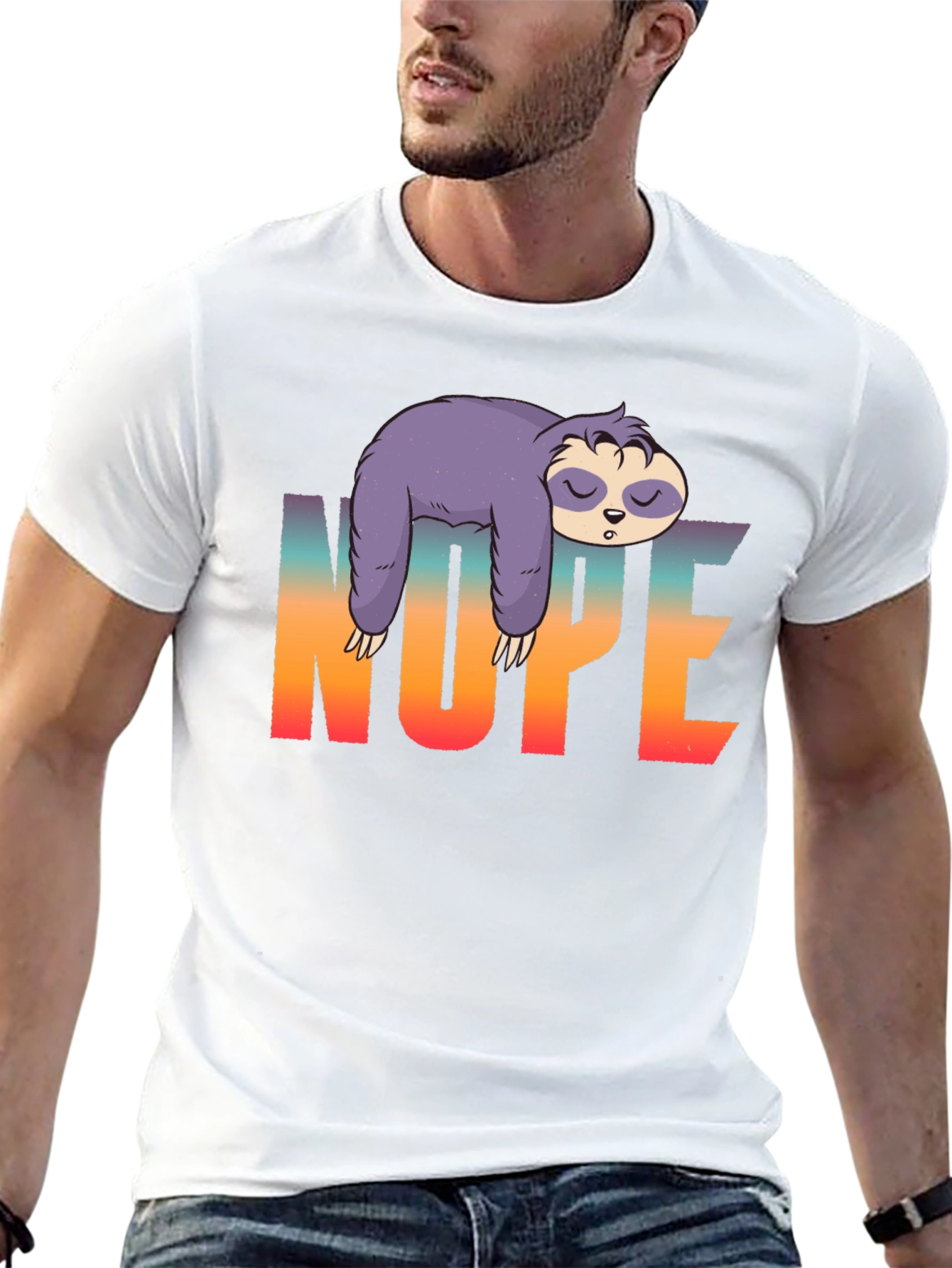 Nope Sloth Graphic T-Shirt - Lazy Day Comfort