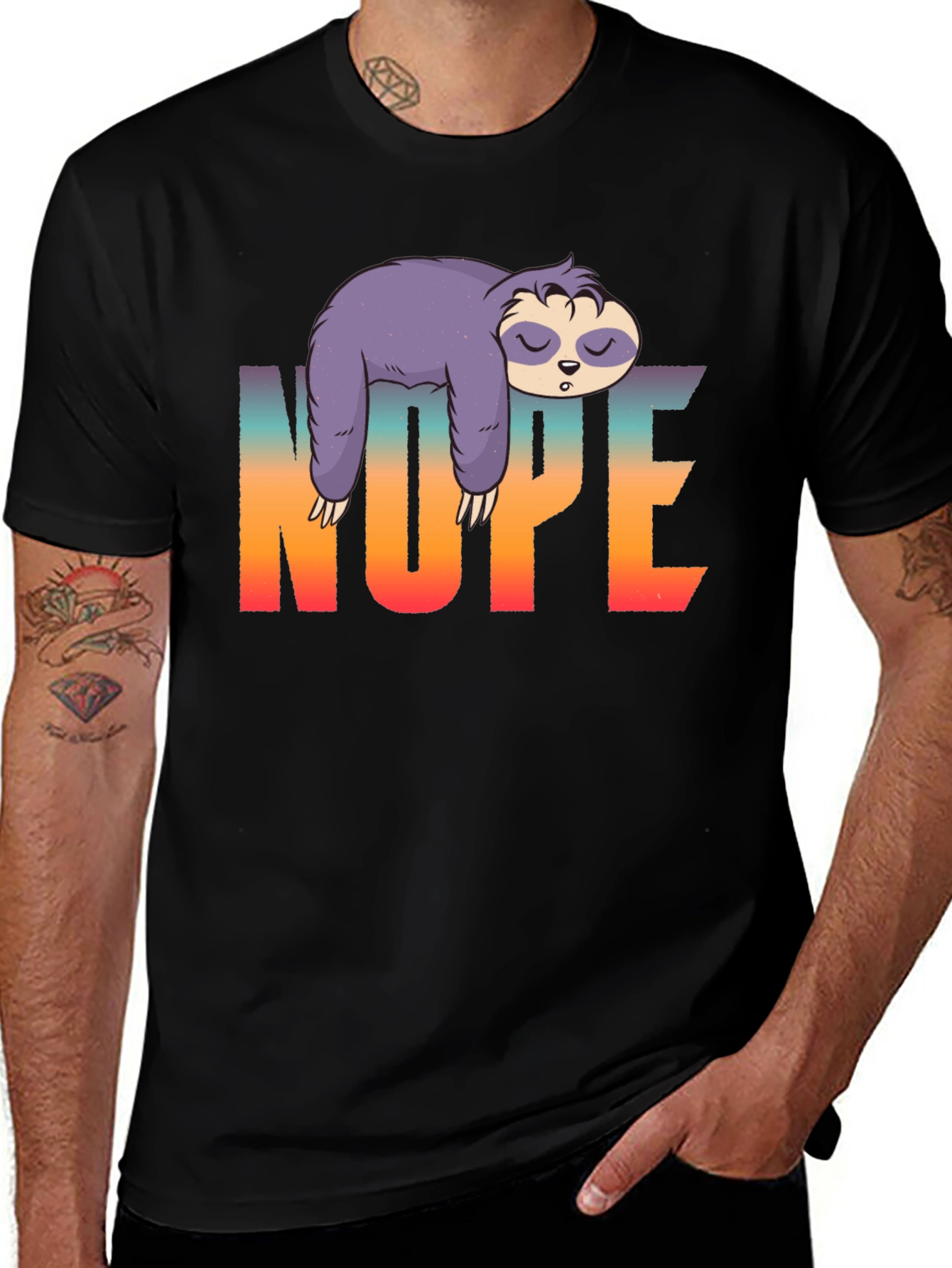Nope Sloth Graphic T-Shirt - Lazy Day Comfort