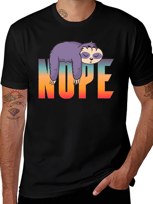 Nope Sloth Graphic T-Shirt - Lazy Day Comfort