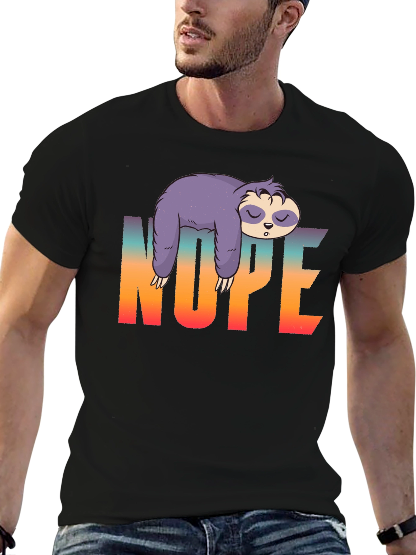 Nope Sloth Graphic T-Shirt - Lazy Day Comfort