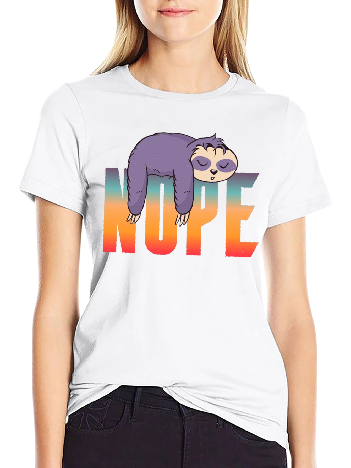 Nope Sloth Graphic T-Shirt - Lazy Day Comfort