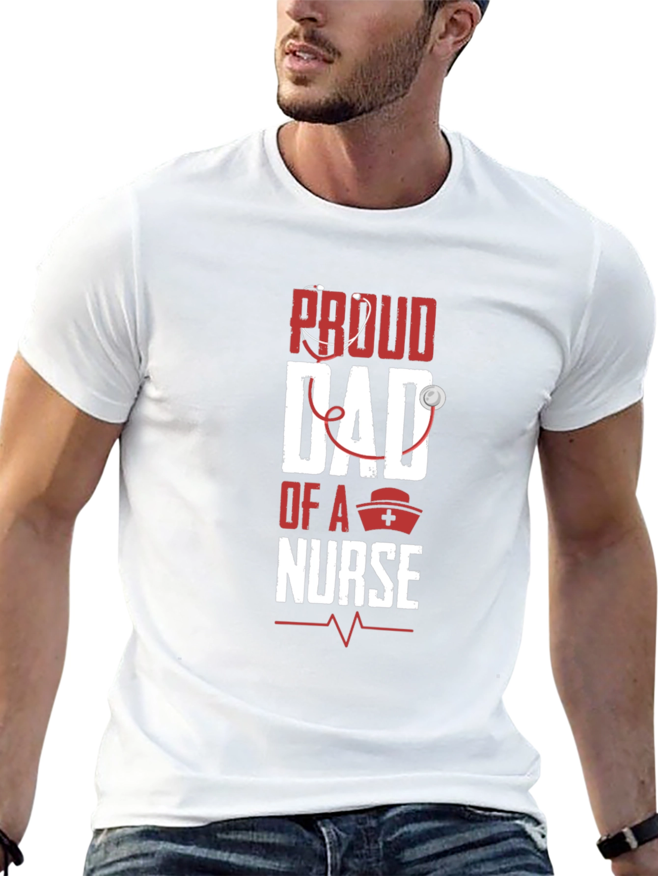 Proud Dad of a Nurse Graphic T-Shirt