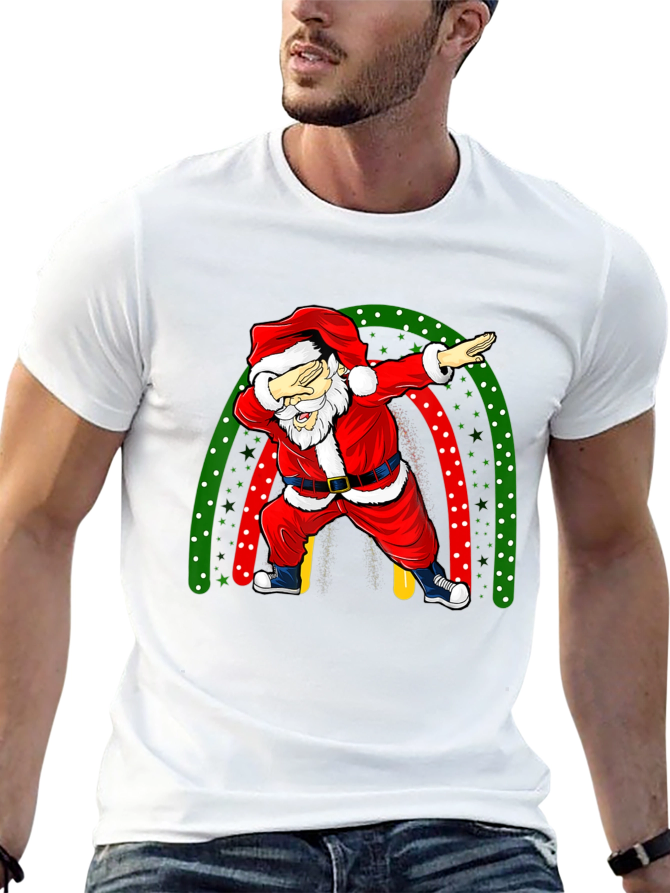 Santa Dabbing Christmas Rainbow T-Shirt