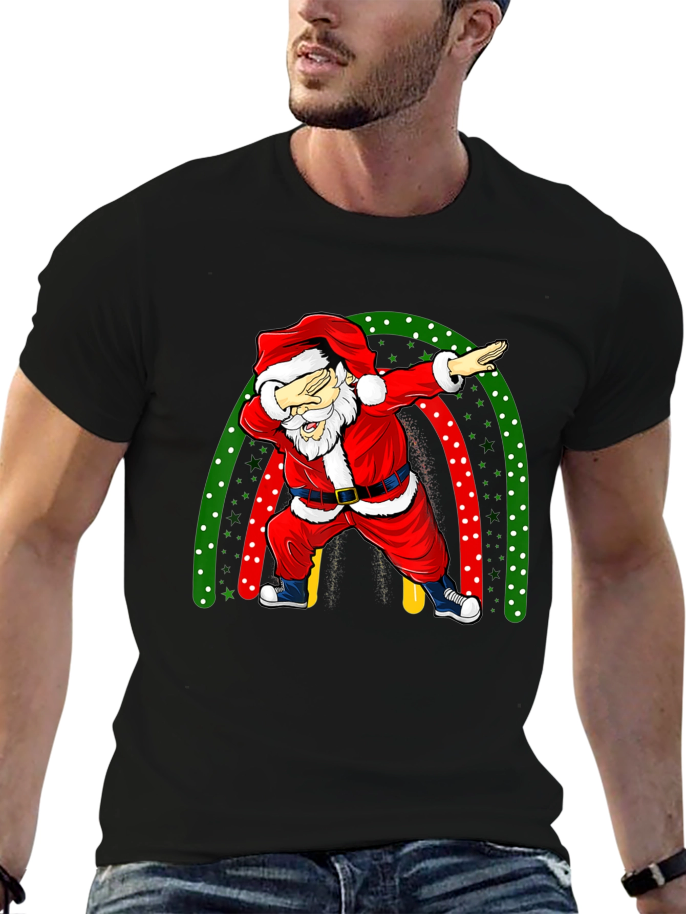 Santa Dabbing Christmas Rainbow T-Shirt