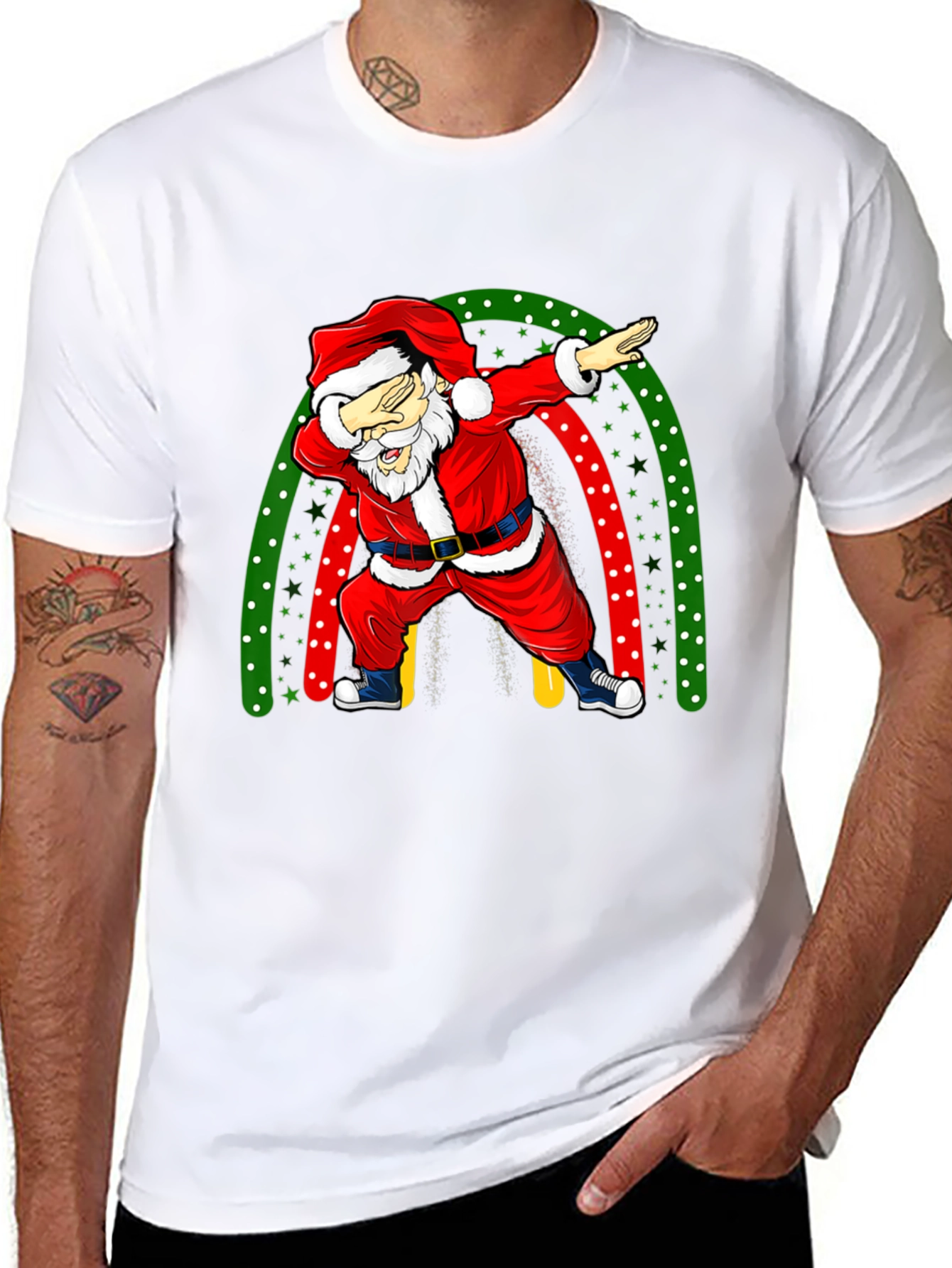 Santa Dabbing Christmas Rainbow T-Shirt
