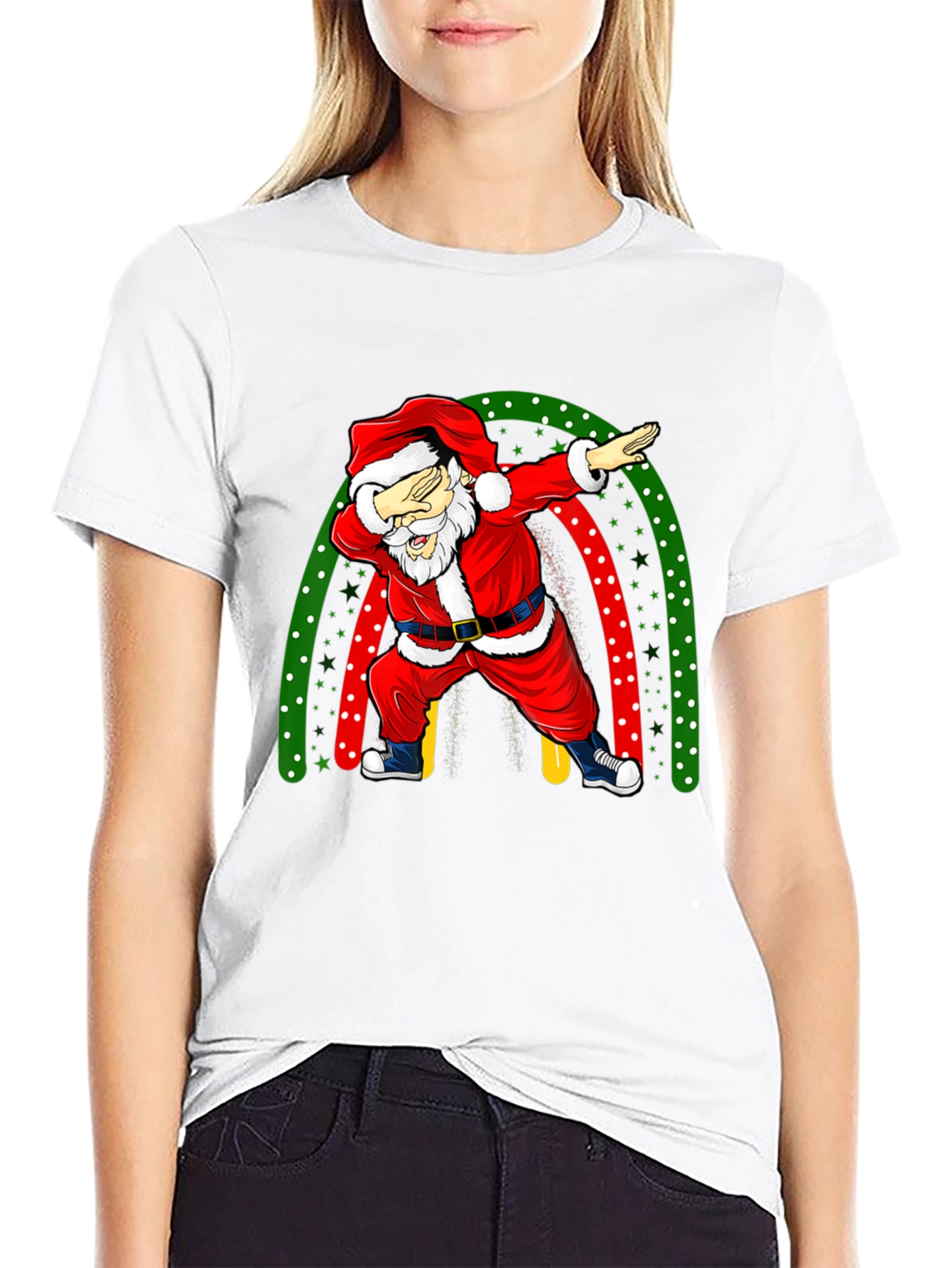 Santa Dabbing Christmas Rainbow T-Shirt