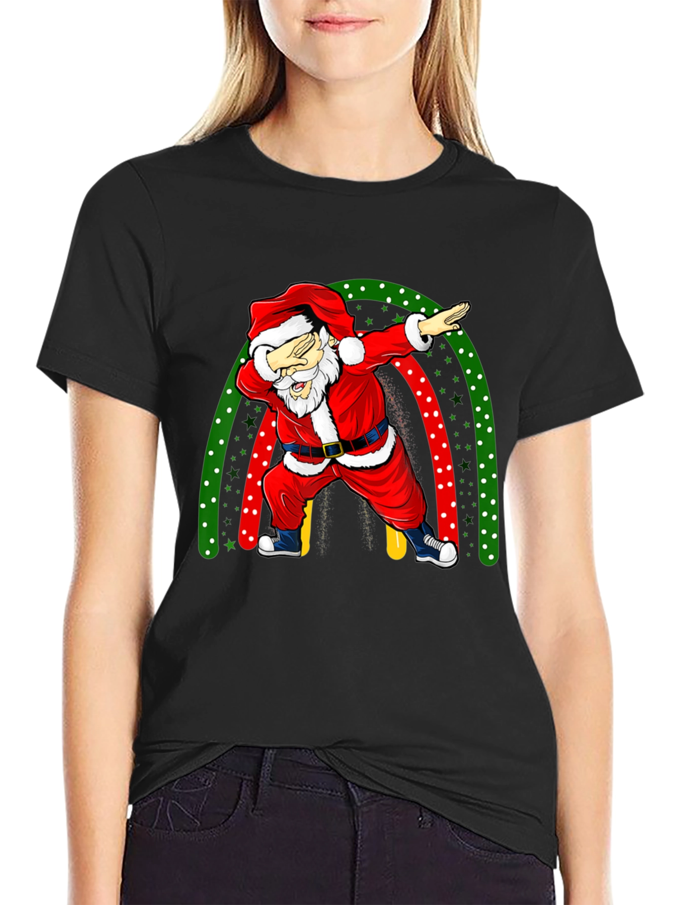 Santa Dabbing Christmas Rainbow T-Shirt