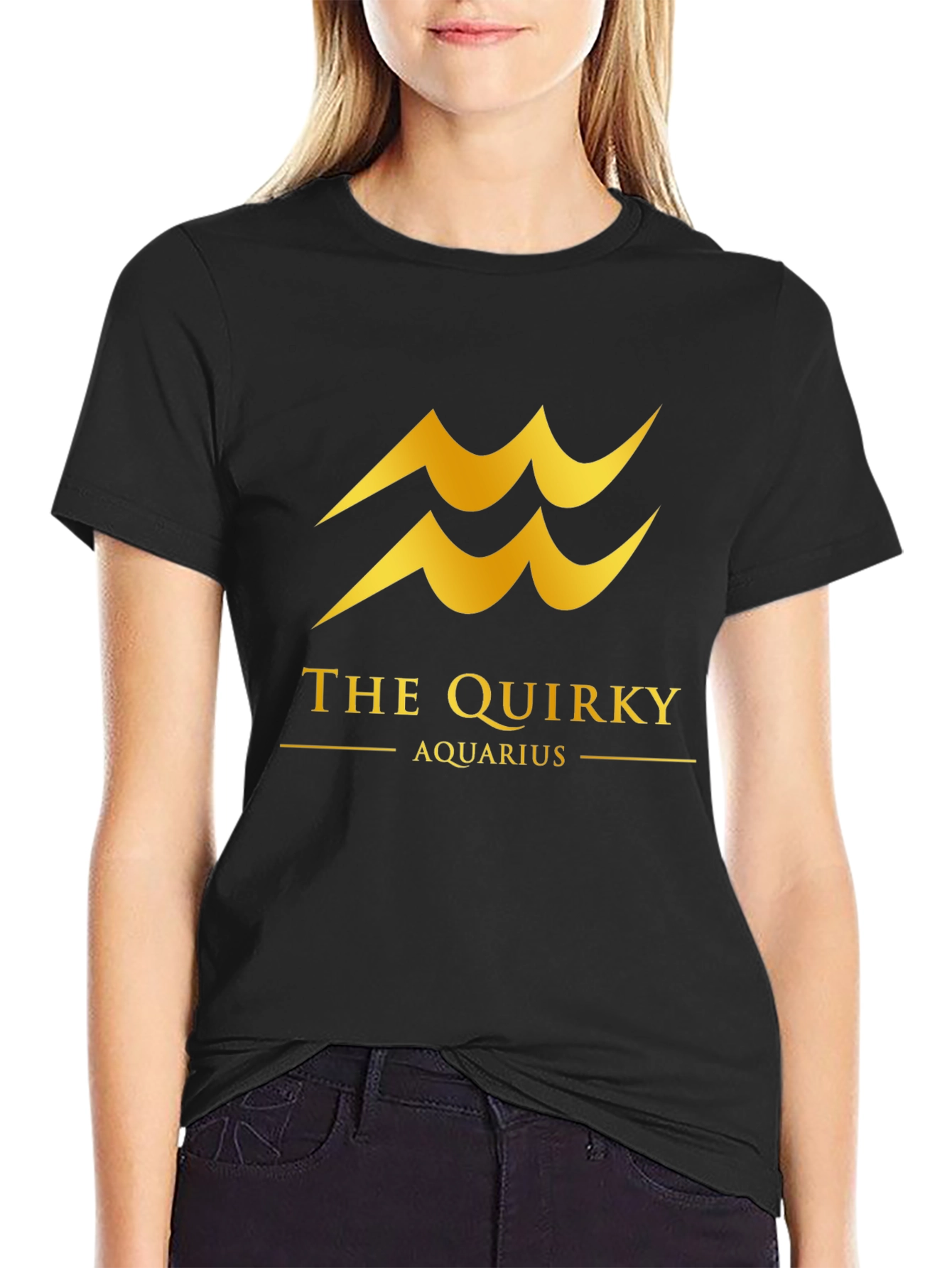 Quirky Aquarius Black T-Shirt
