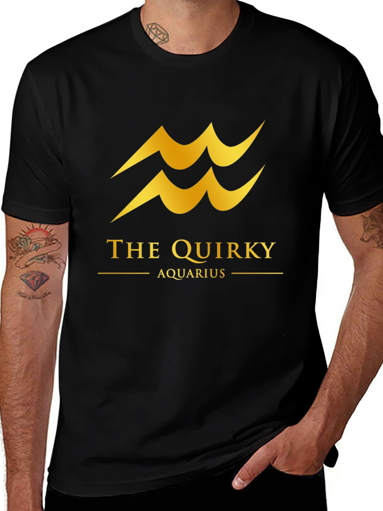 Quirky Aquarius Black T-Shirt