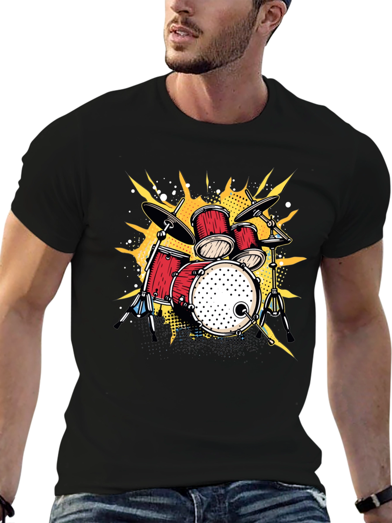 Drum Set Graphic T-Shirt - Music Lover Tee