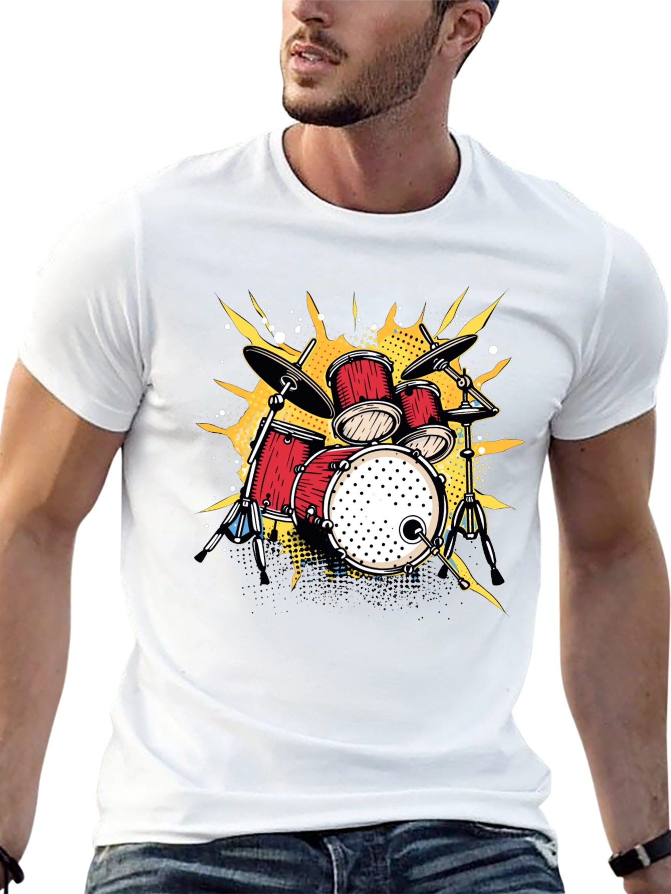 Drum Set Graphic T-Shirt - Music Lover Tee