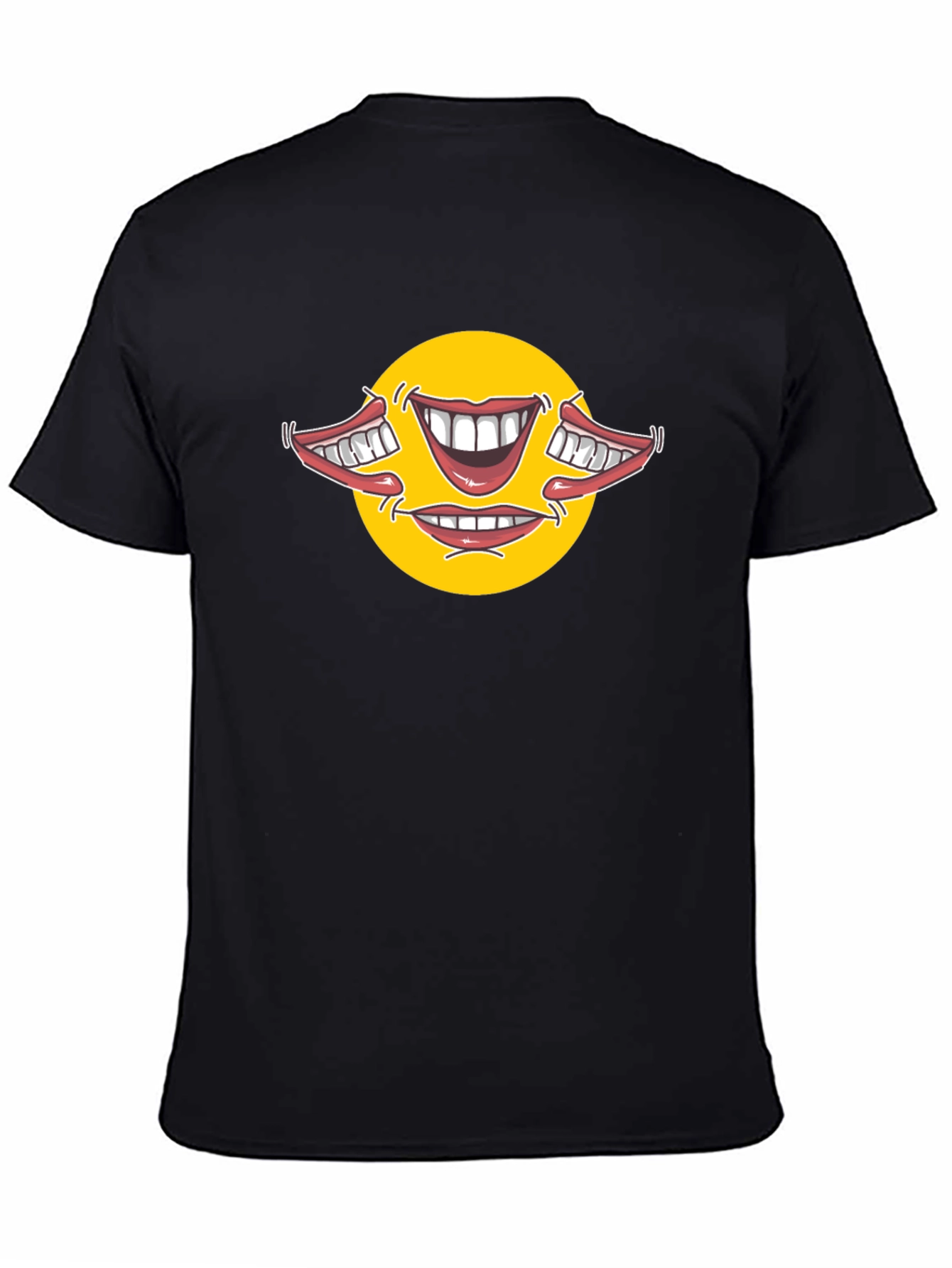 Smiley Face Mouths Black Cotton T-Shirt