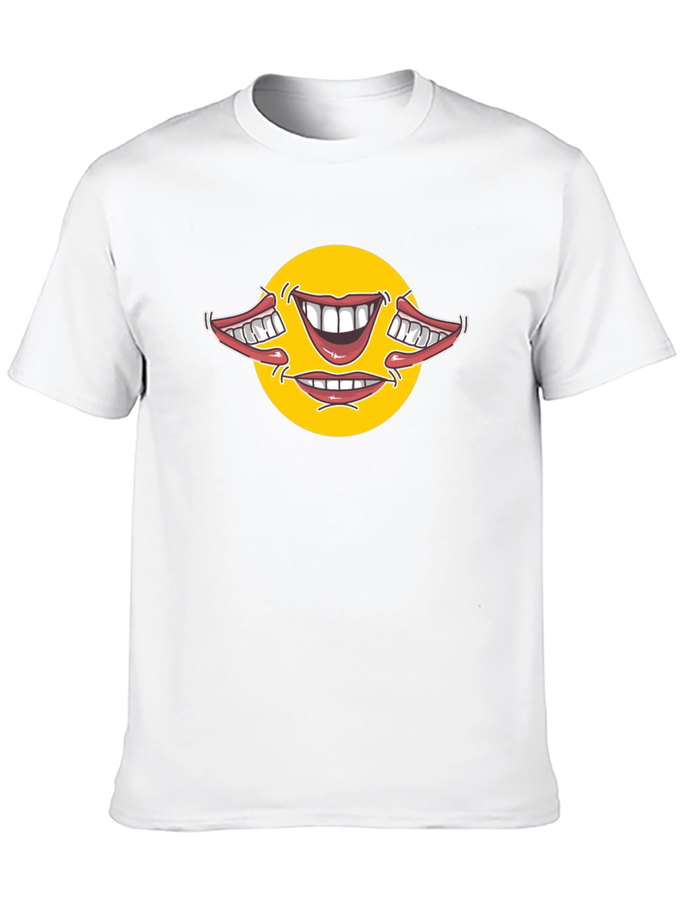 Smiley Face Mouths Black Cotton T-Shirt