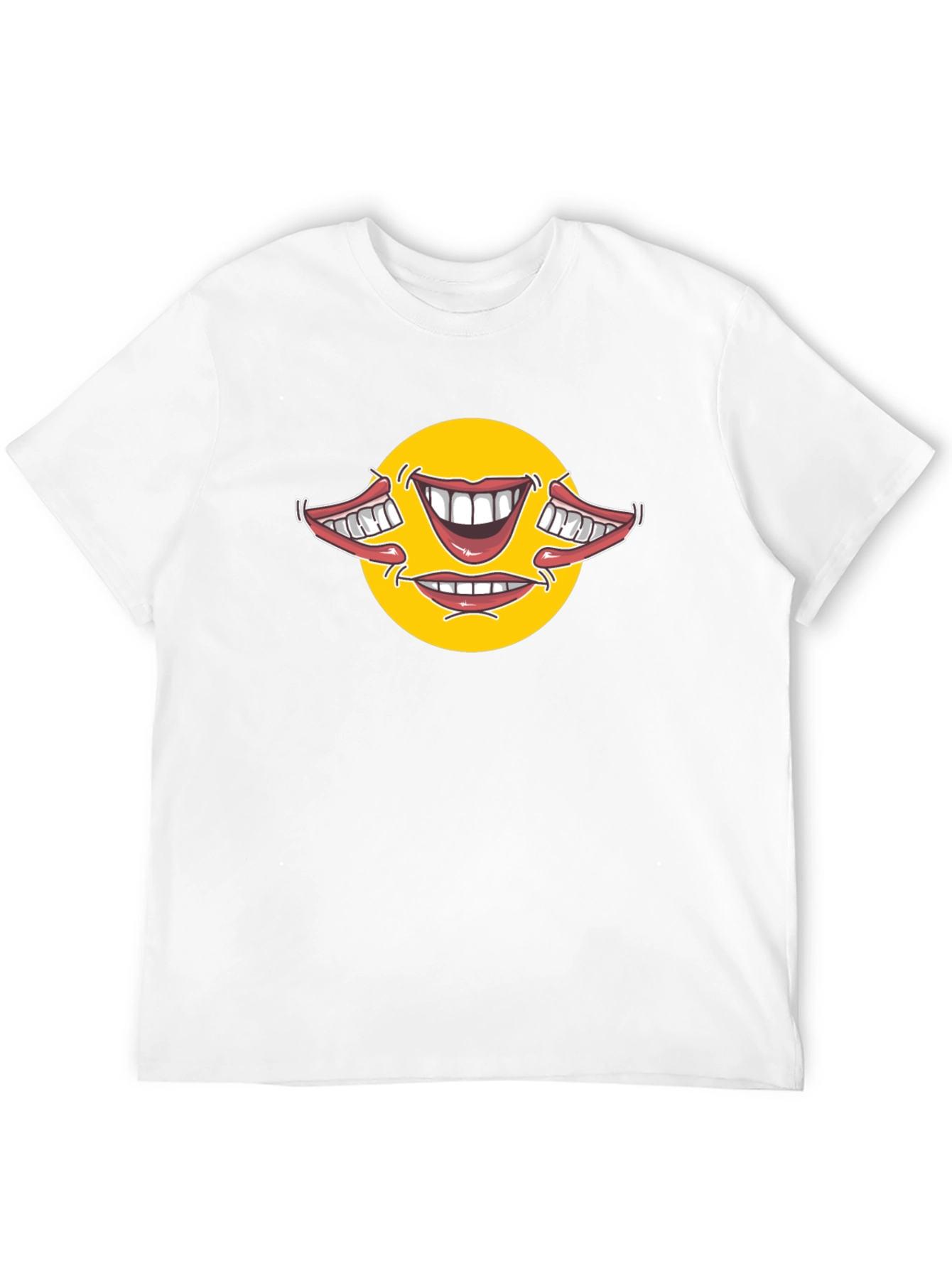 Smiley Face Mouths Black Cotton T-Shirt
