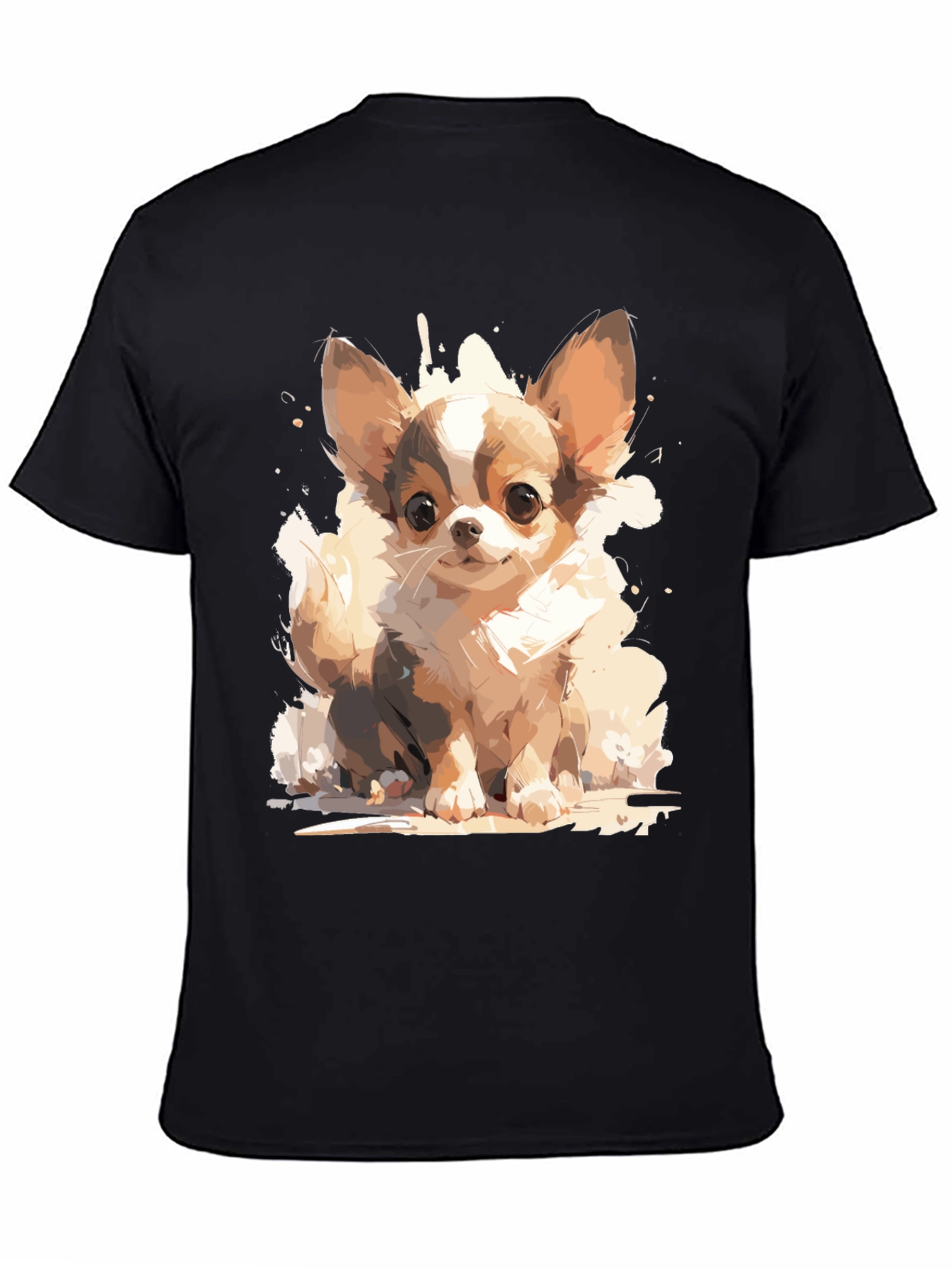 Cute Chihuahua Dog Graphic Tee - Black