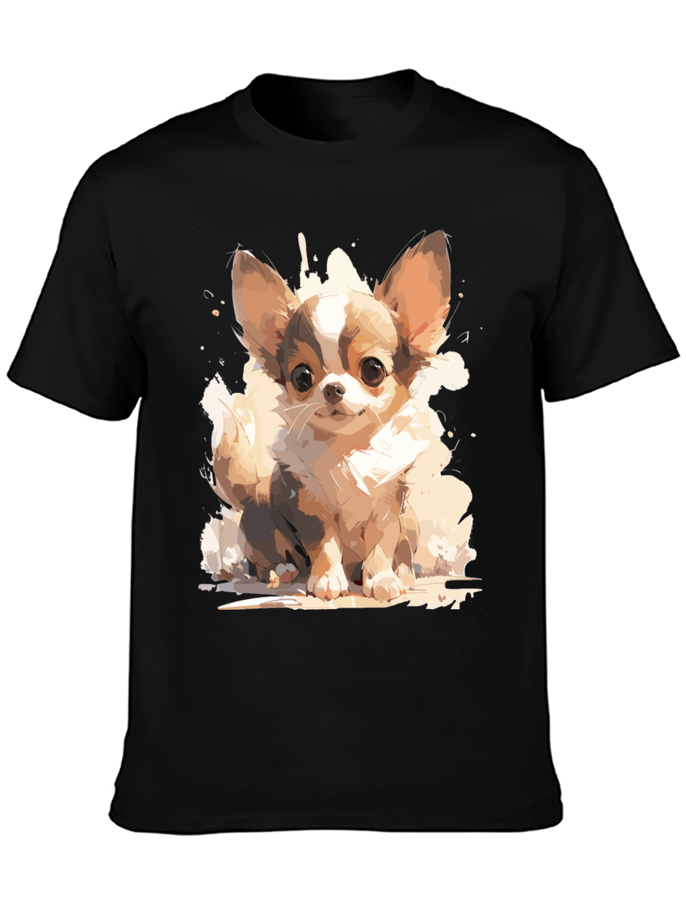 Cute Chihuahua Dog Graphic Tee - Black