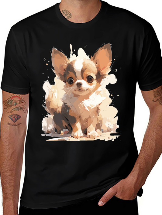 Cute Chihuahua Dog Graphic Tee - Black