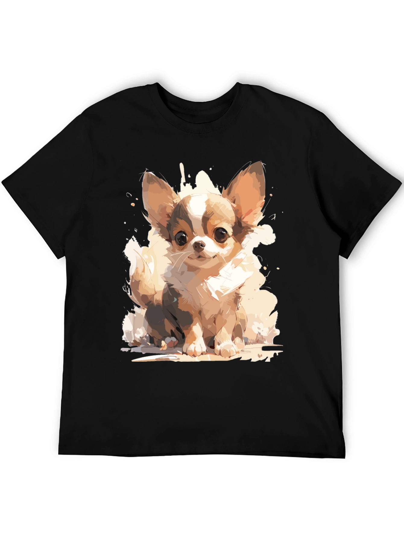 Cute Chihuahua Dog Graphic Tee - Black
