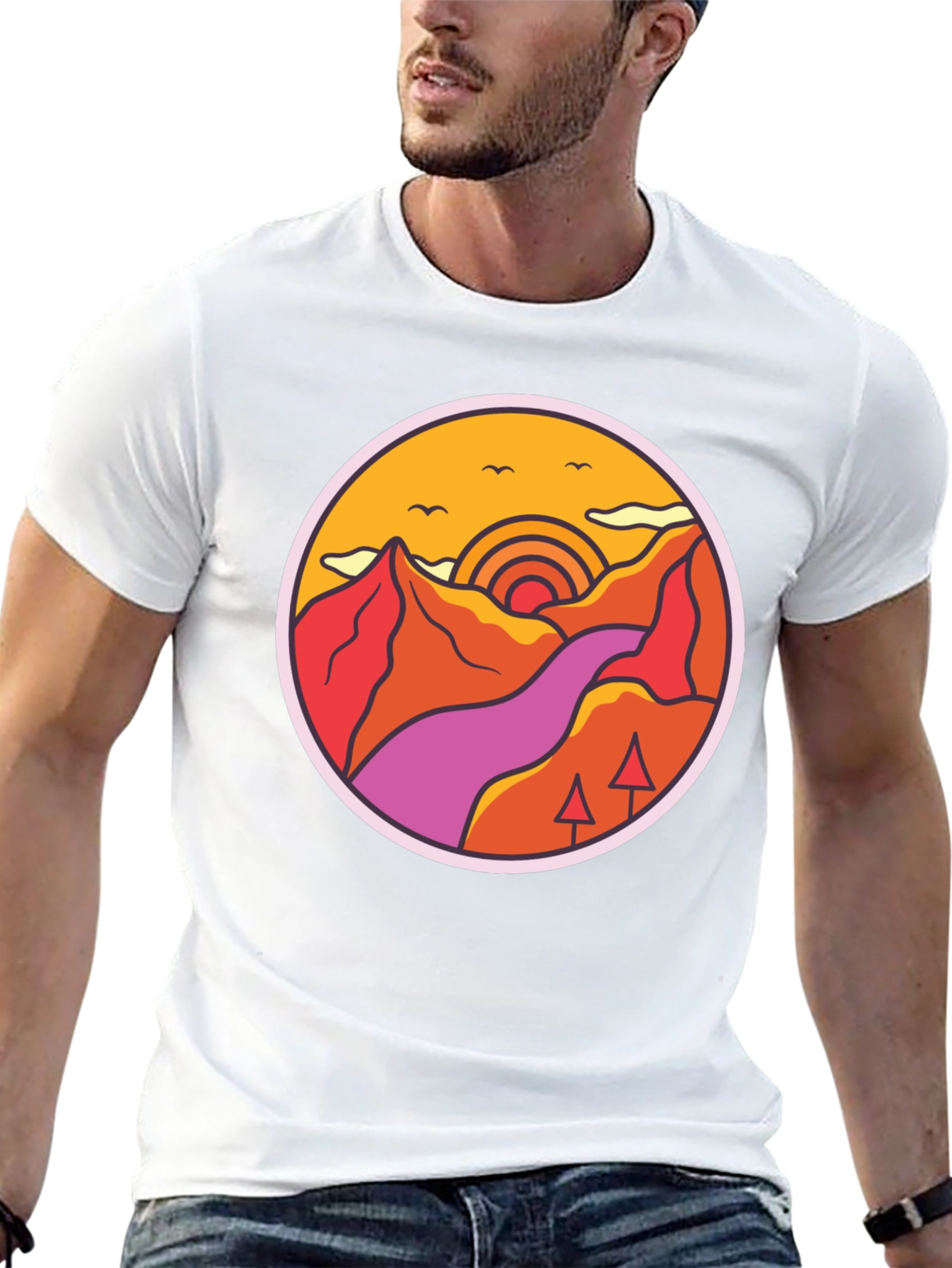 Retro Mountainscape Graphic Tee