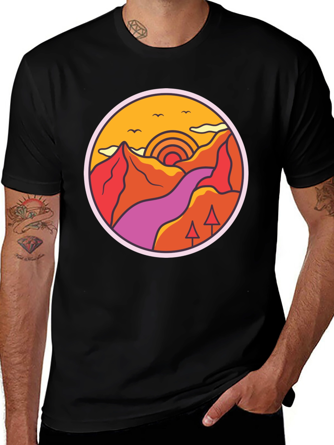 Retro Mountainscape Graphic Tee