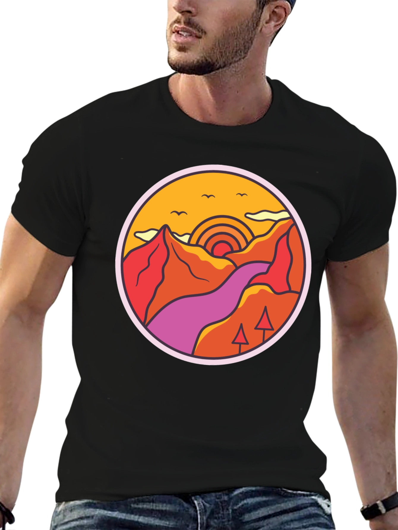 Retro Mountainscape Graphic Tee
