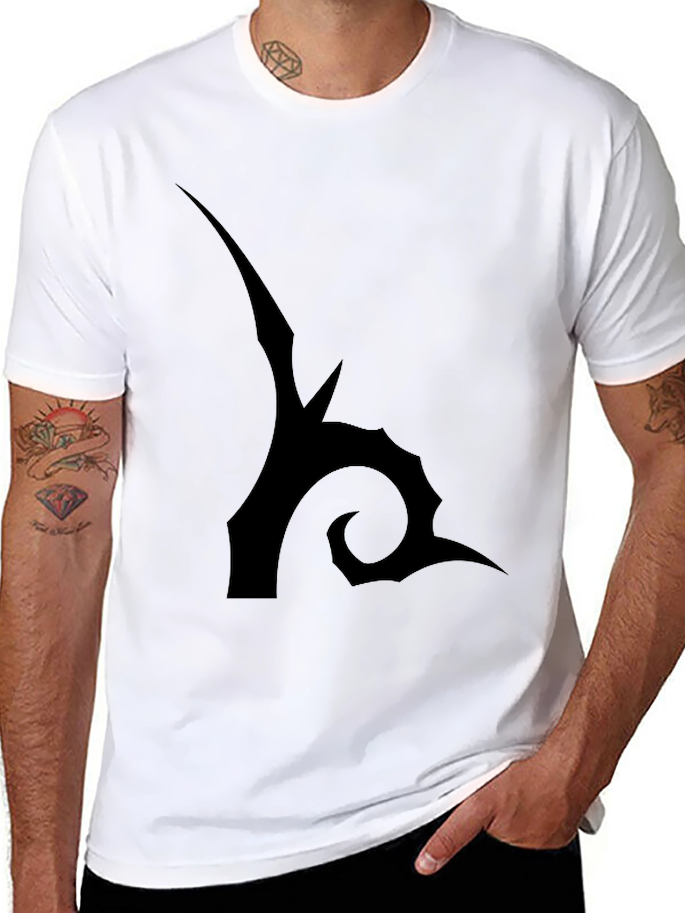 Edgy Black Graphic Tee - Abstract Design