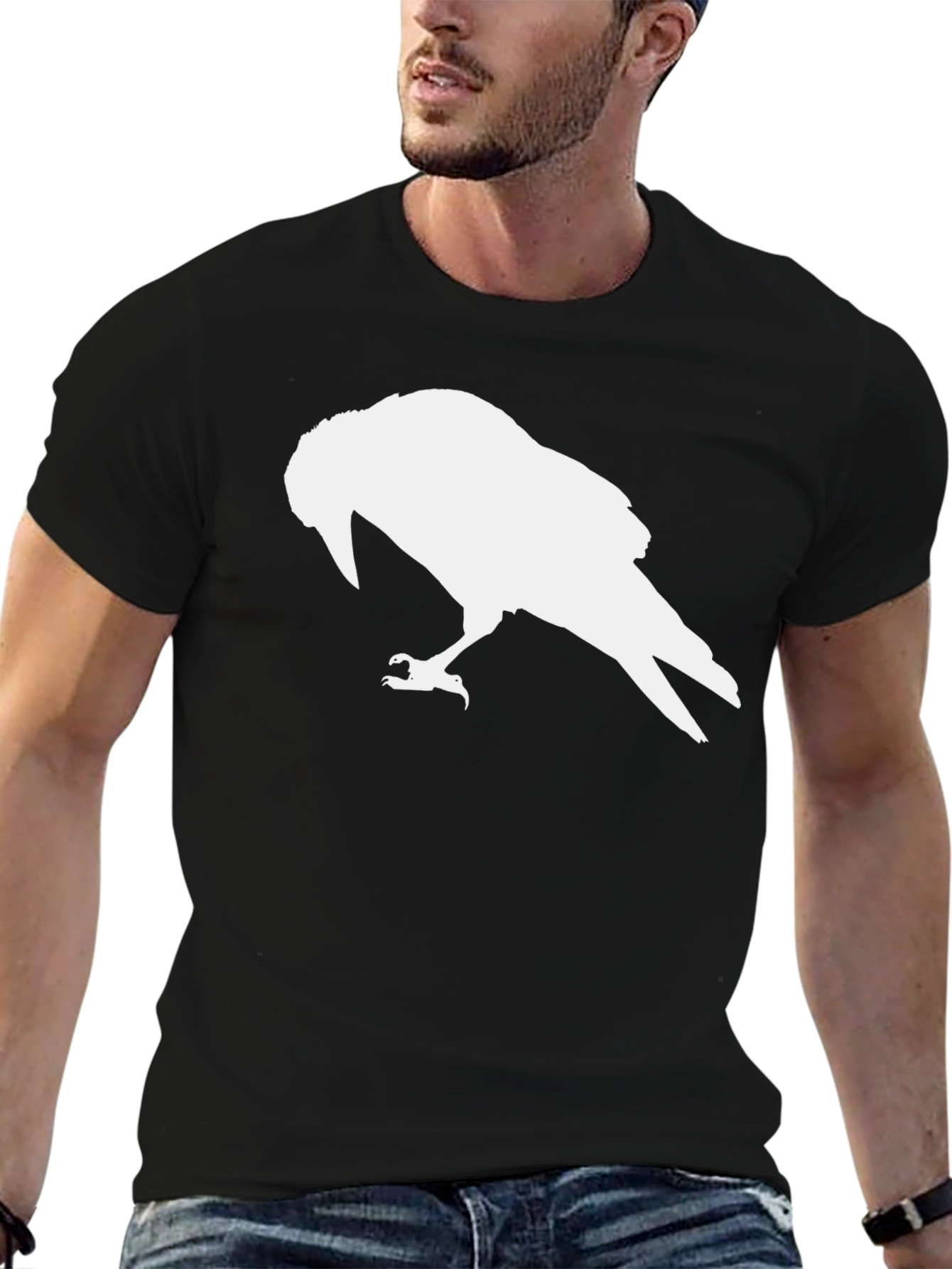 Raven Silhouette Black Tee - Edgy Casual Wear