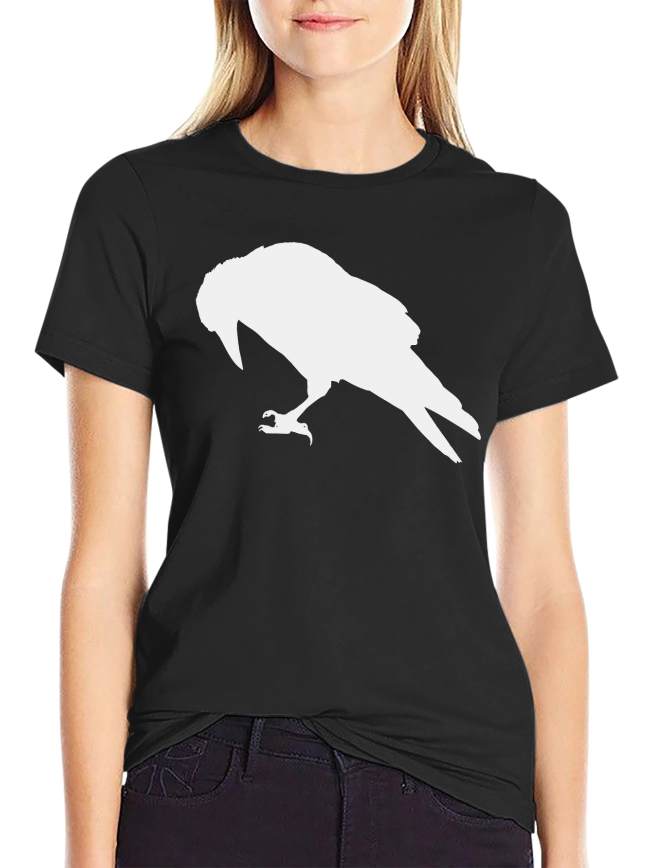 Raven Silhouette Black Tee - Edgy Casual Wear