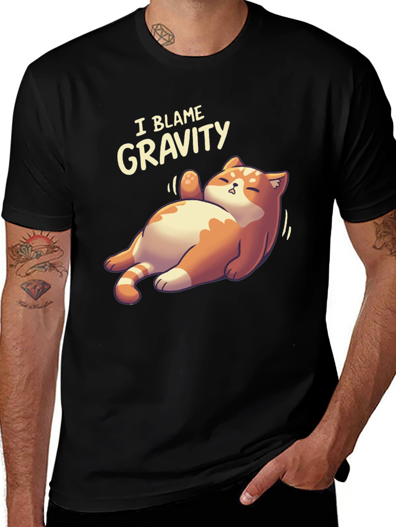 I Blame Gravity Cat T-Shirt - Funny Graphic Tee