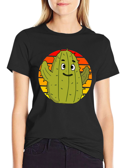 Cactus Sunset Graphic Tee - Fun Black T-Shirt