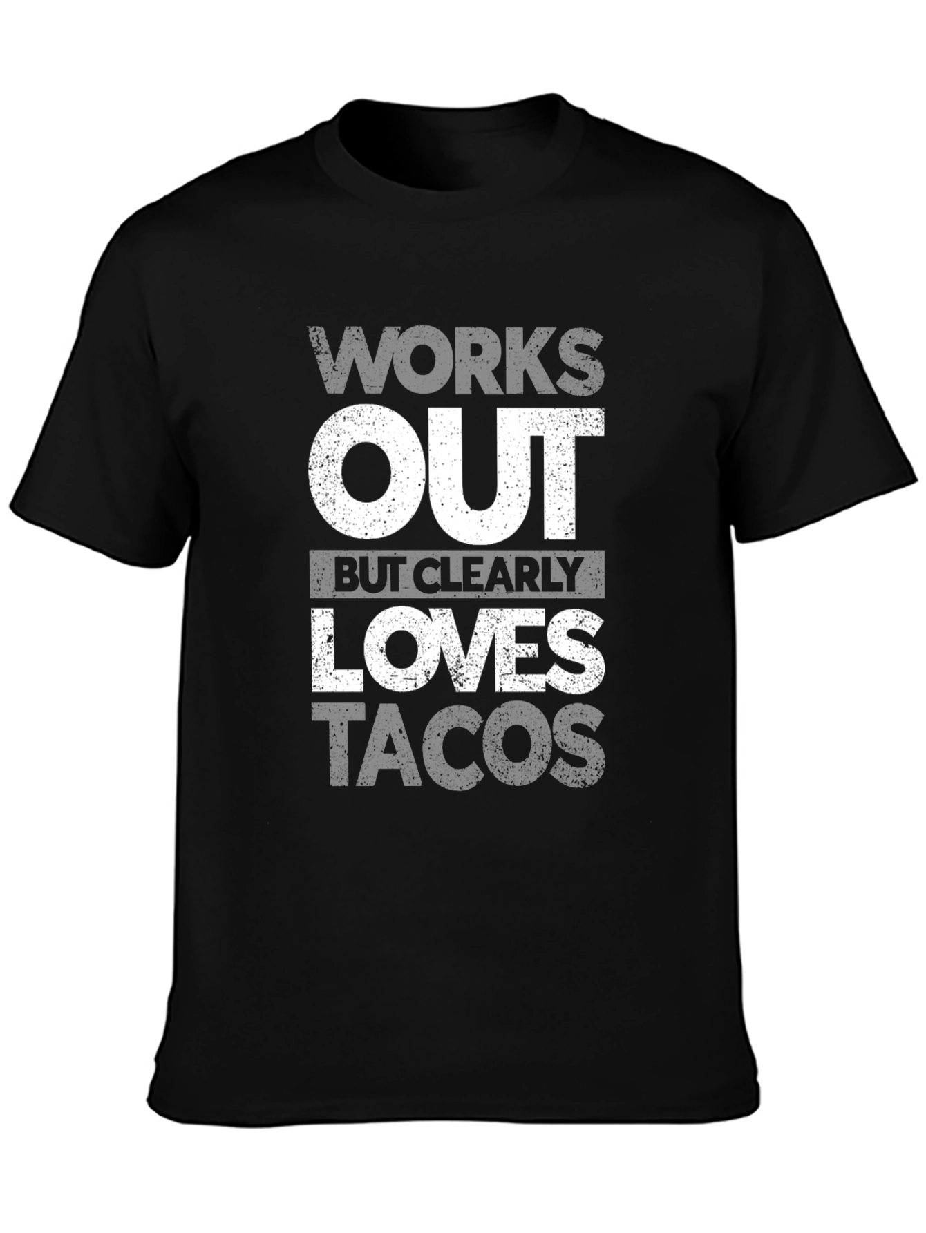 Works Out Loves Tacos Mens Black T-Shirt